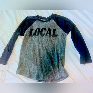 Navy/Gray cute Elbow length “Local” Tee